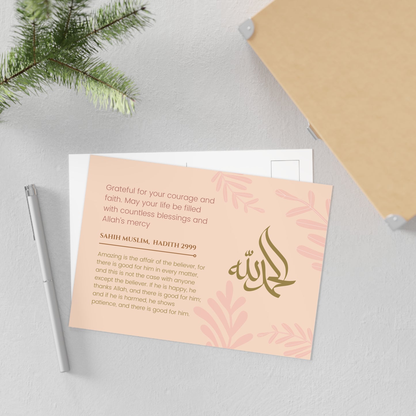 Gratitude and Blessings Post Card: Alhamdulillah Calligraphy