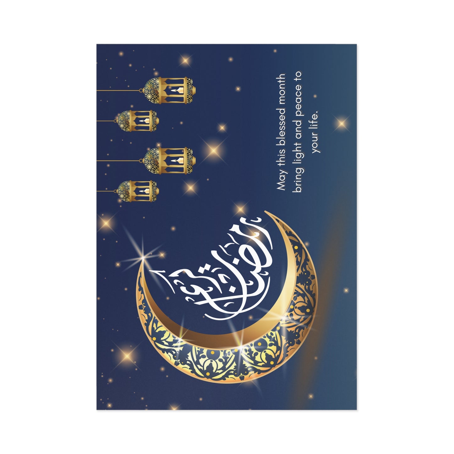 Ramadan Mubarak Postcard: Crescent and Lantern Design