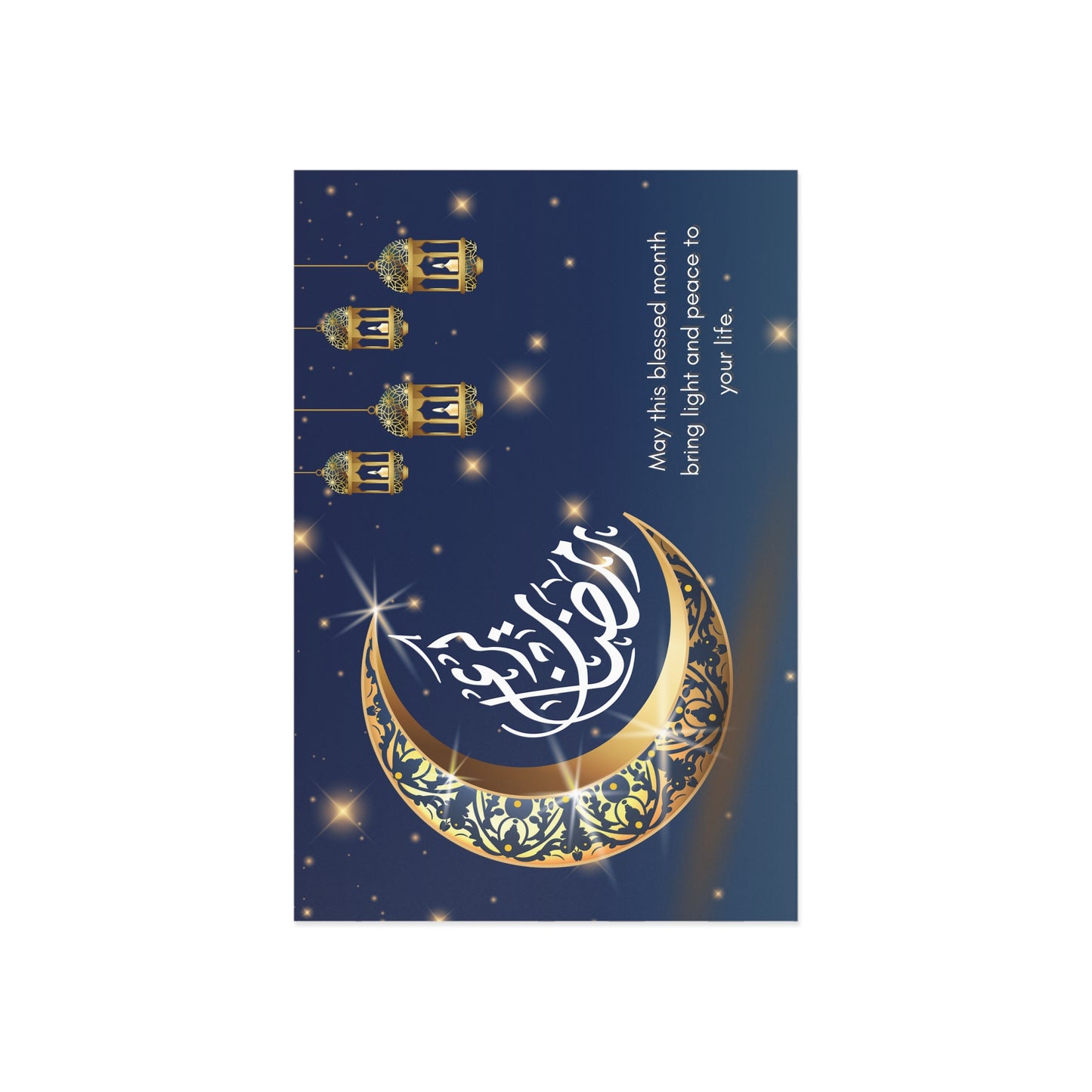 Ramadan Mubarak Postcard: Crescent and Lantern Design