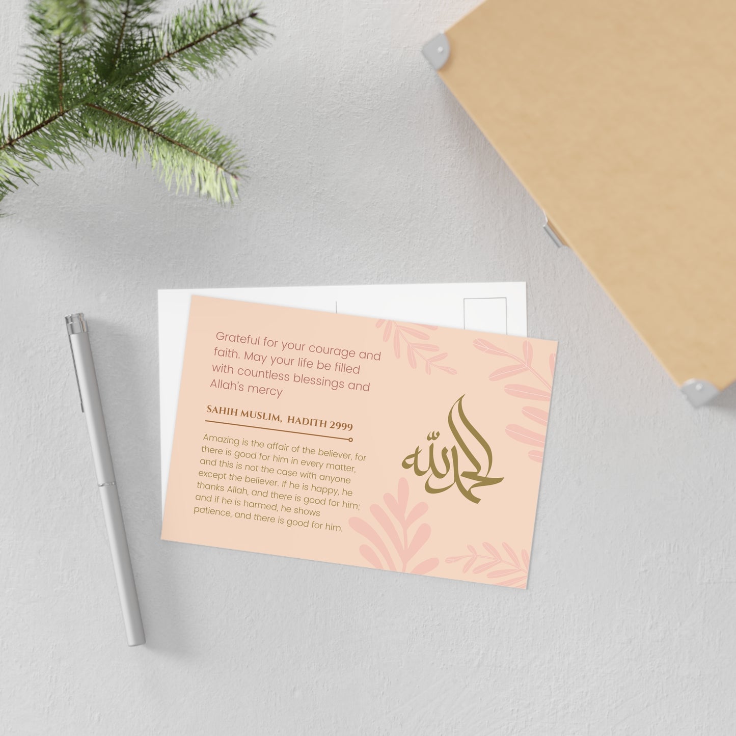 Gratitude and Blessings Post Card: Alhamdulillah Calligraphy