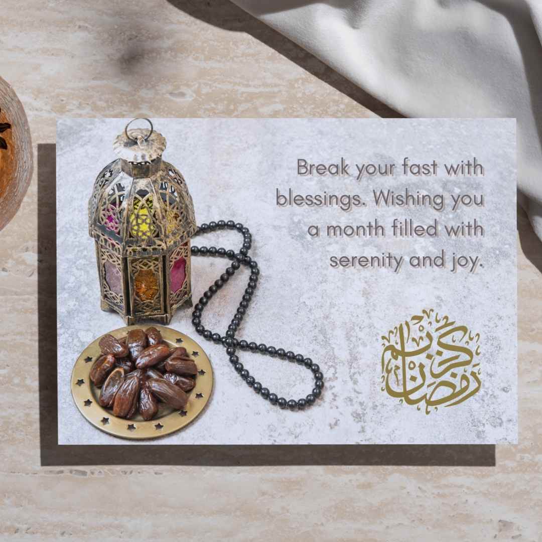 Ramadan Postcard: Dates and Prayer Beads Design