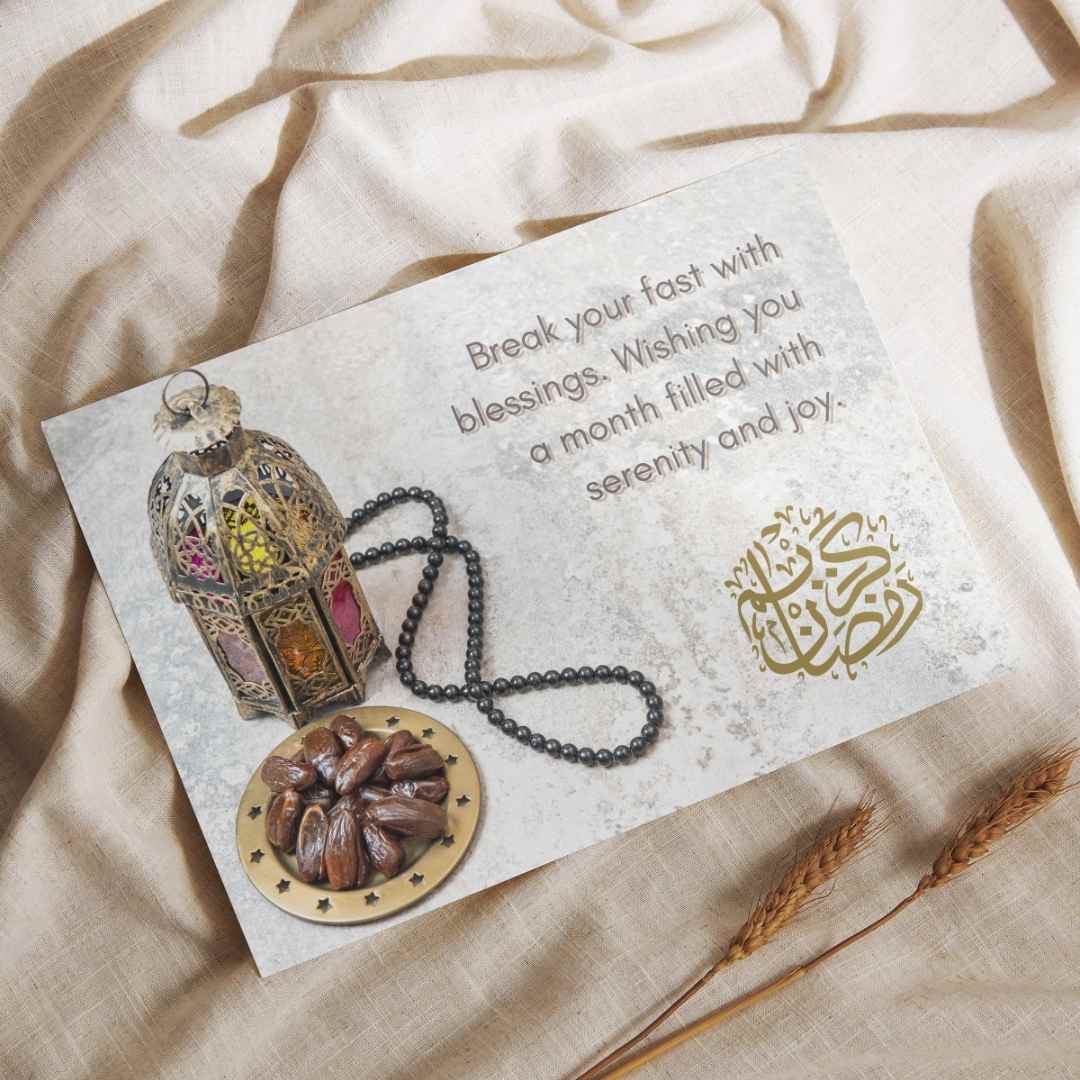 Ramadan Postcard: Dates and Prayer Beads Design