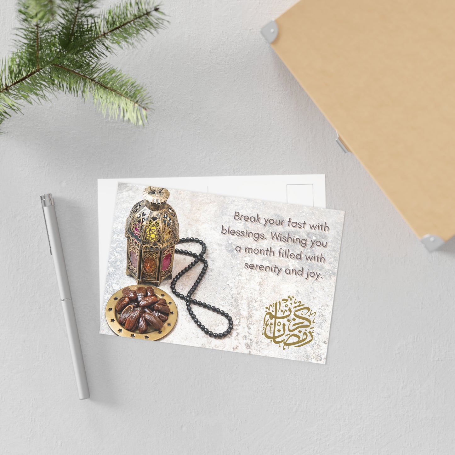 Ramadan Postcard: Dates and Prayer Beads Design