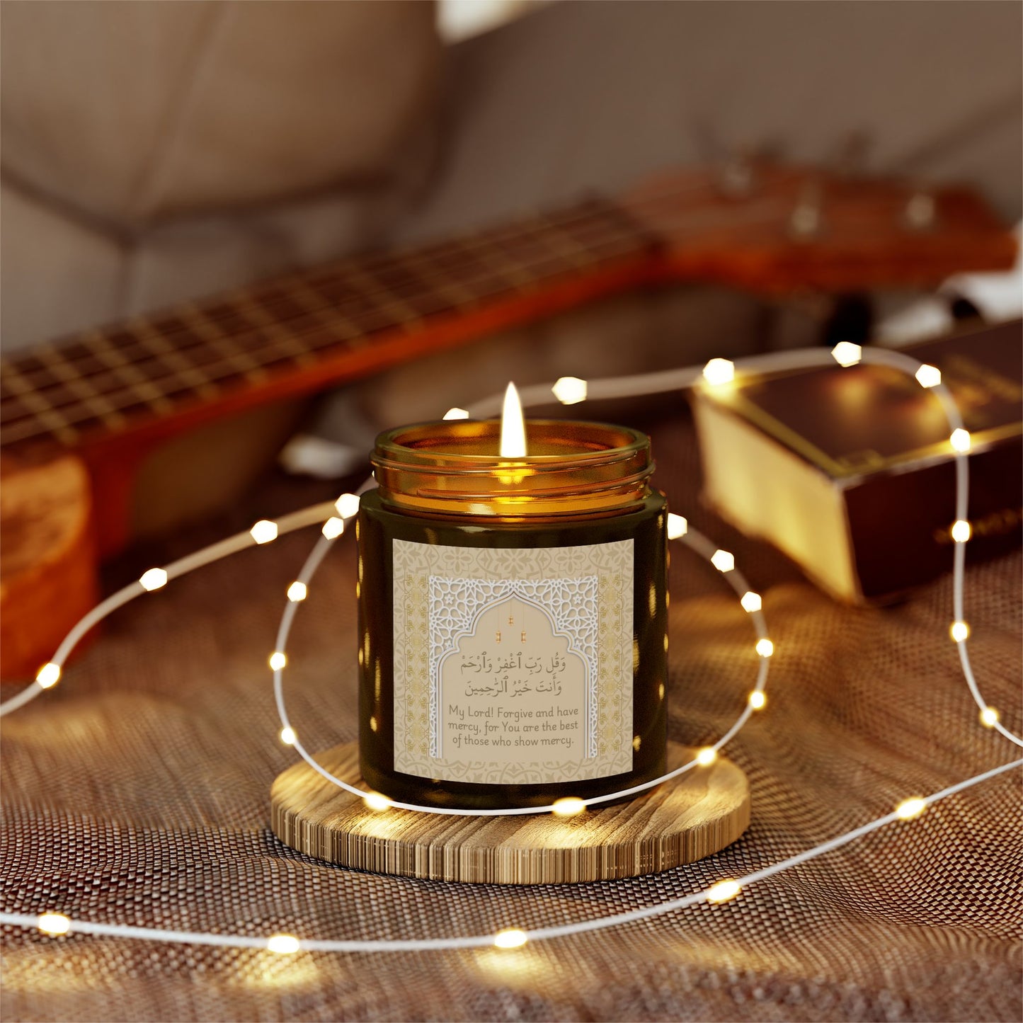 Scented Candle with Quranic Verse Surah Al-Muminun 23:118