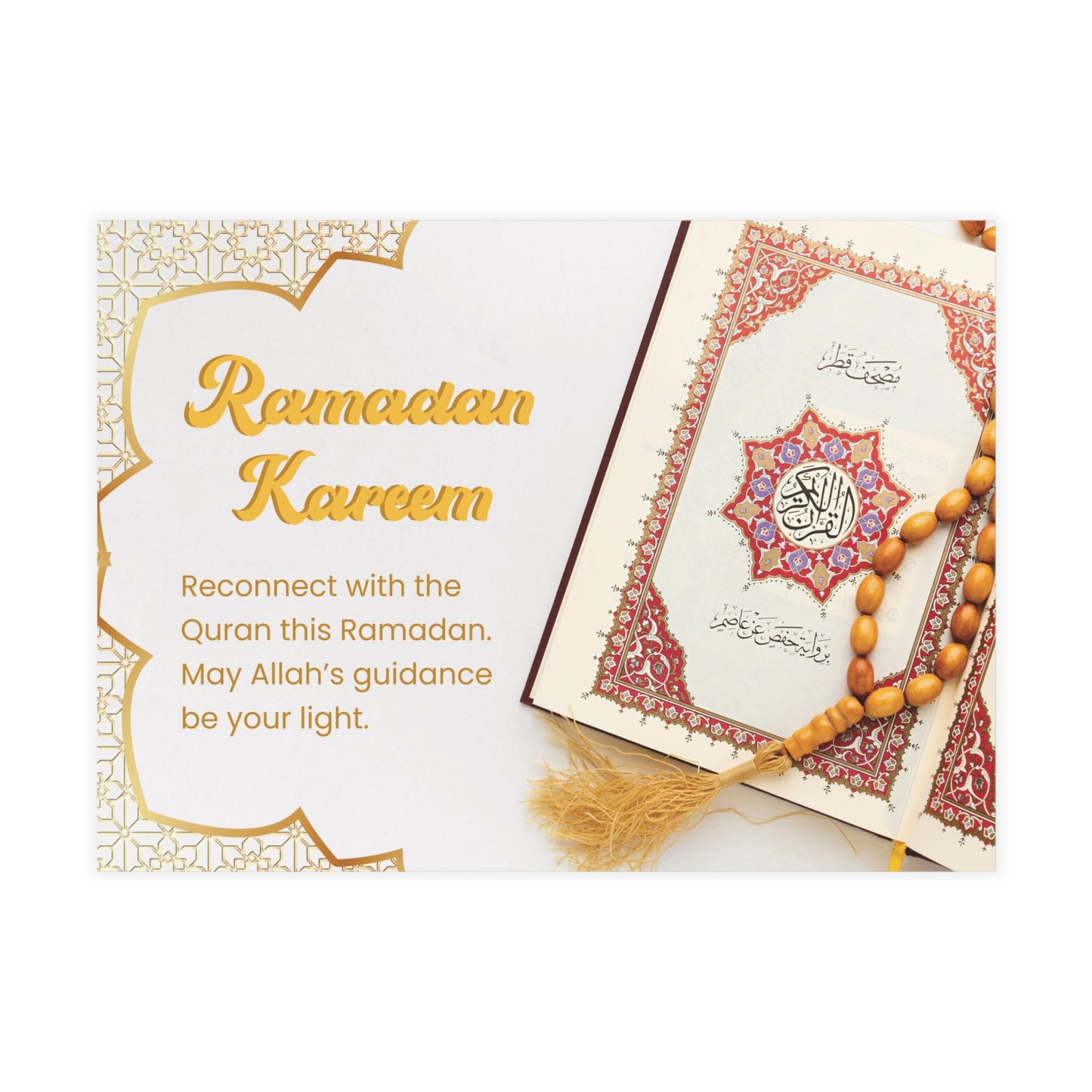 Ramadan Postcard: Quran and Tasbih Beads Design