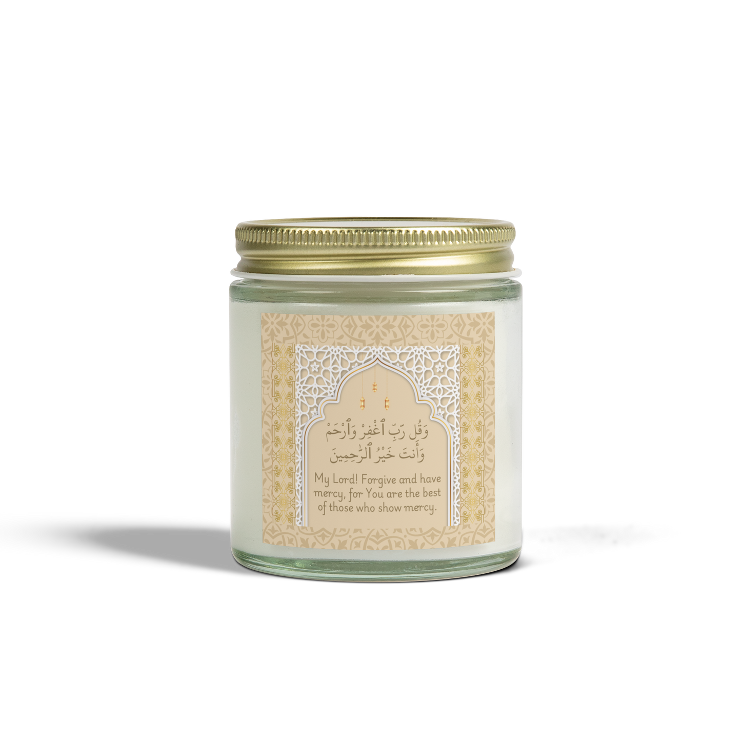 Scented Candle with Quranic Verse Surah Al-Muminun 23:118