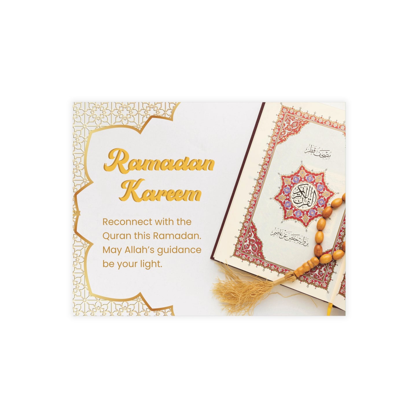 Ramadan Postcard: Quran and Tasbih Beads Design