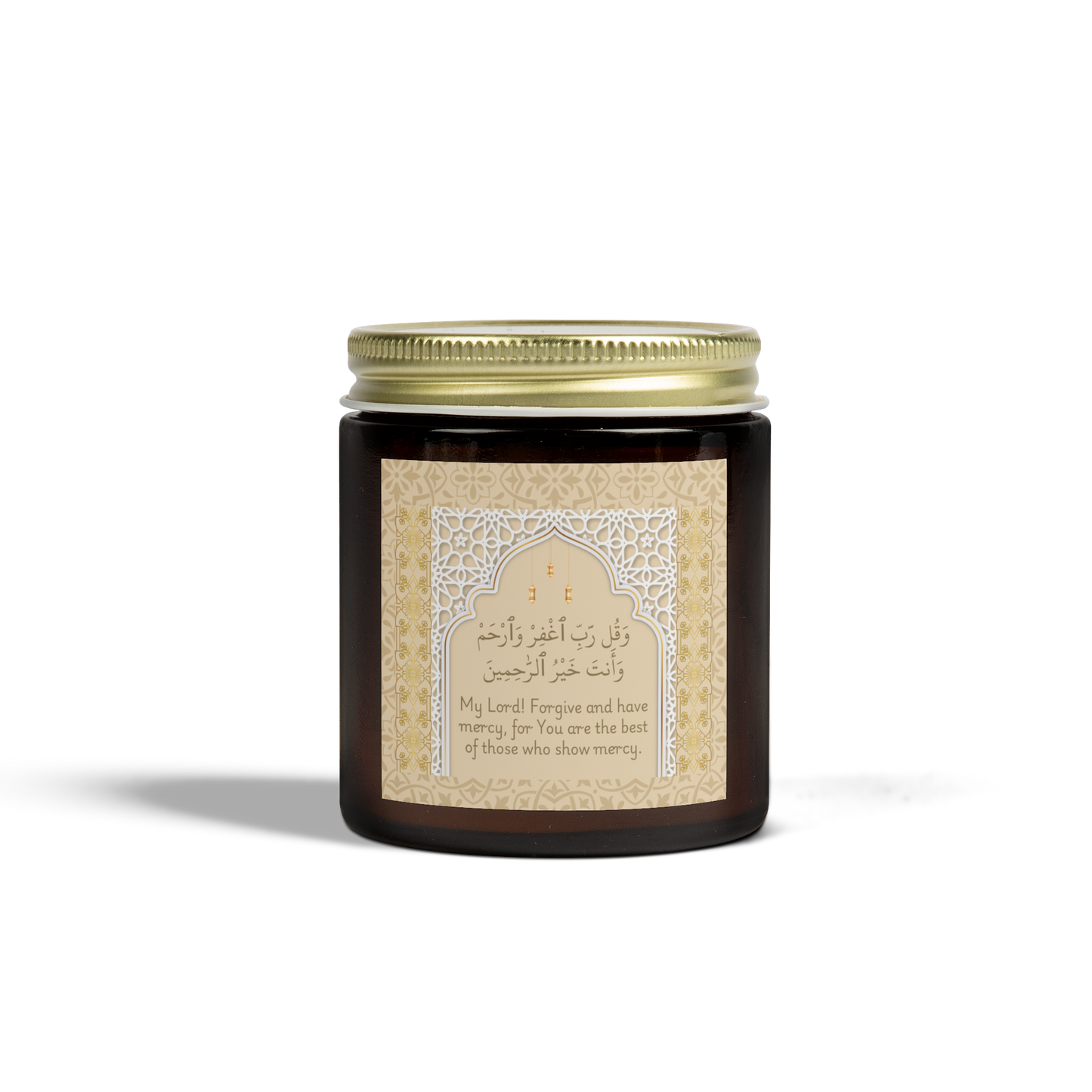 Scented Candle with Quranic Verse Surah Al-Muminun 23:118