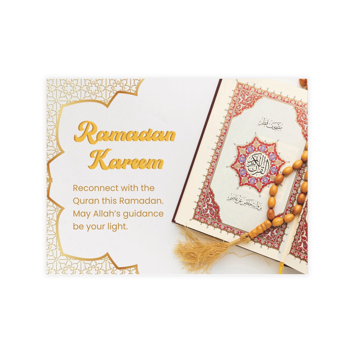 Ramadan Postcard: Quran and Tasbih Beads Design